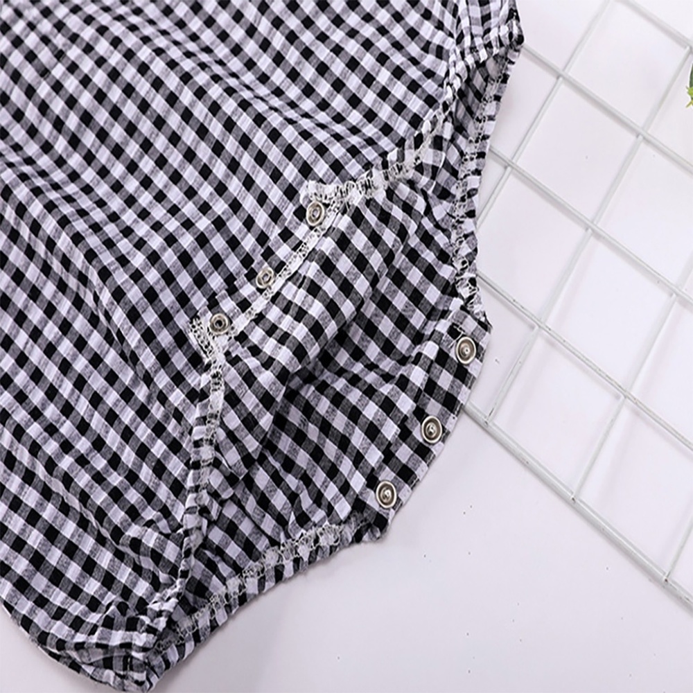 Classic Maid Checked Baby Onesie Hat Set Black - Picture 4 of 9